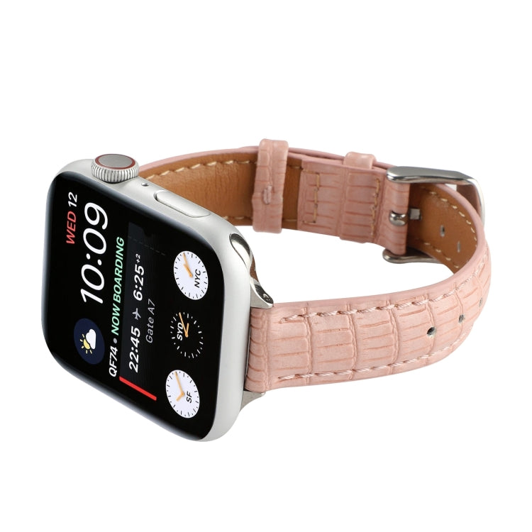 Slim Crocodile Leather Watch Band, For Apple Watch SE 2023 44mm, For Apple Watch SE 2023 40mm, For Apple Watch Ultra 2 49mm, For Apple Watch Series 9 45mm, For Apple Watch Series 9 41mm, For Apple Watch Ultra 49mm