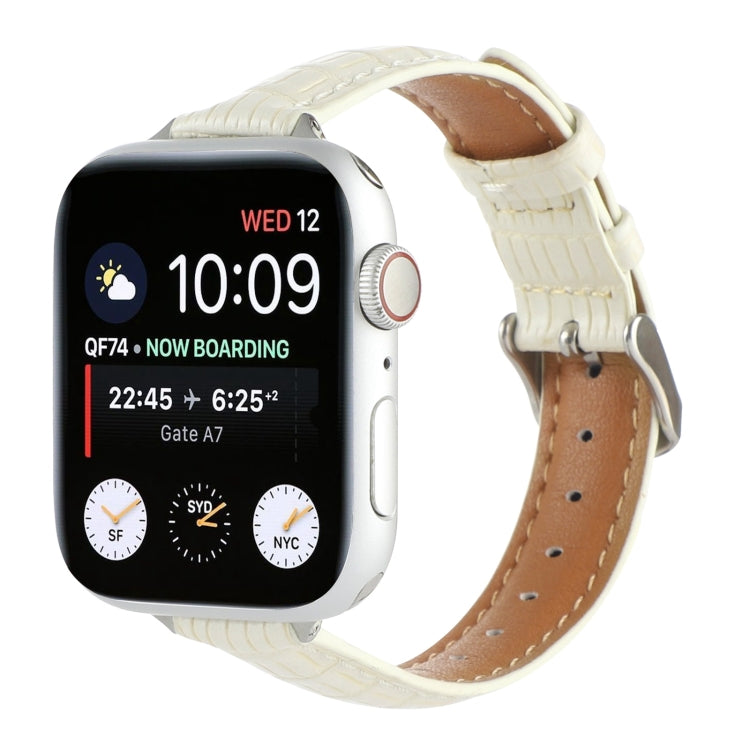 Slim Crocodile Leather Watch Band, For Apple Watch SE 2023 44mm, For Apple Watch SE 2023 40mm, For Apple Watch Ultra 2 49mm, For Apple Watch Series 9 45mm, For Apple Watch Series 9 41mm, For Apple Watch Ultra 49mm
