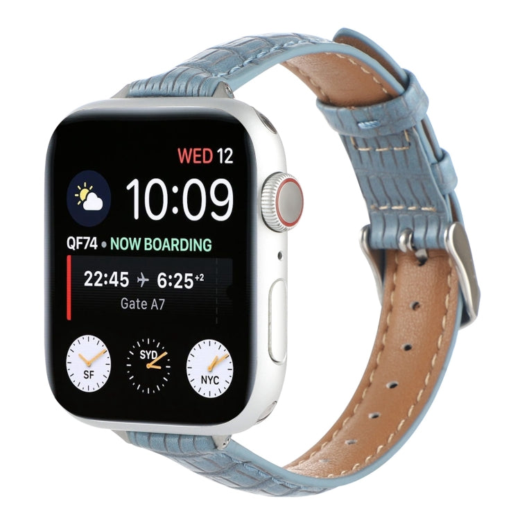 Slim Crocodile Leather Watch Band, For Apple Watch Series 4 44mm, For Apple Watch Series 4 40mm, For Apple Watch Series 3 38mm, For Apple Watch Series 3 42mm, For Apple Watch Series 2 42mm, For Apple Watch Series 2 38mm