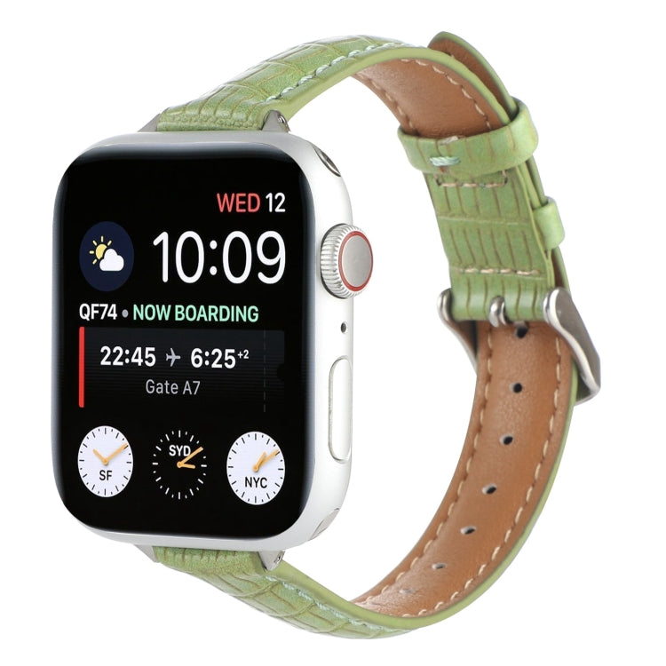 Slim Crocodile Leather Watch Band, For Apple Watch Series 4 44mm, For Apple Watch Series 4 40mm, For Apple Watch Series 3 38mm, For Apple Watch Series 3 42mm, For Apple Watch Series 2 42mm, For Apple Watch Series 2 38mm