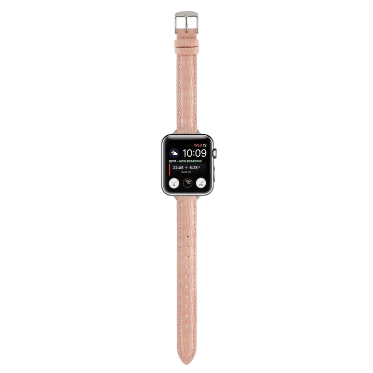 Slim Crocodile Leather Watch Band, For Apple Watch 42mm, For Apple Watch 38mm