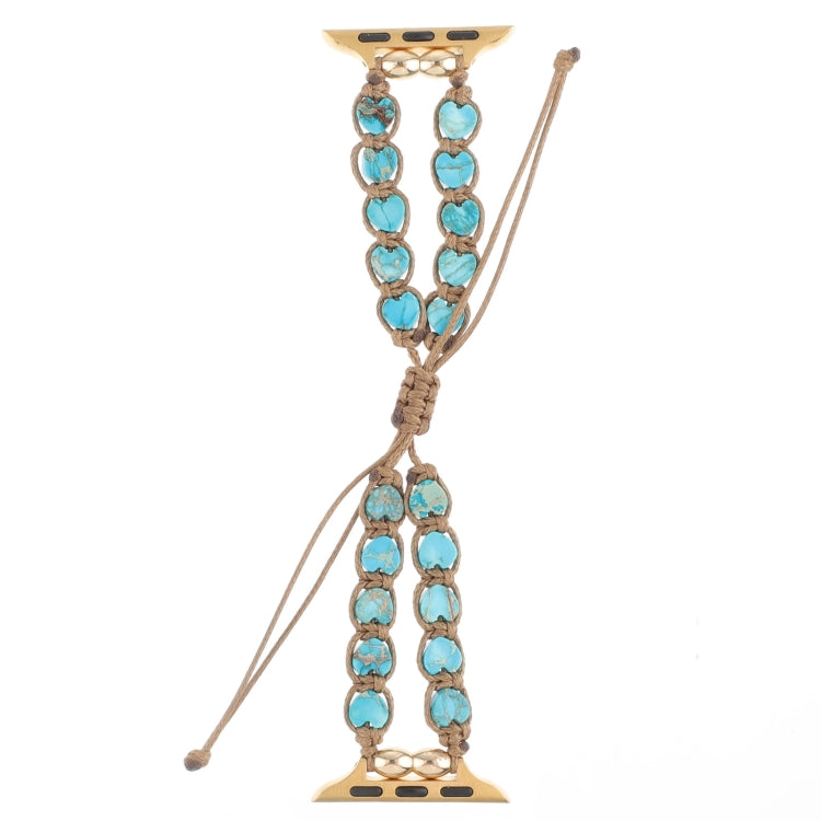Heart Stones Drawstring Chain Watch Band, For Apple Watch SE 2023 44mm, For Apple Watch SE 2023 40mm, For Apple Watch Ultra 2 49mm, For Apple Watch Series 9 45mm, For Apple Watch Series 9 41mm, For Apple Watch Ultra 49mm, For Apple Watch Series 8 41mm ...