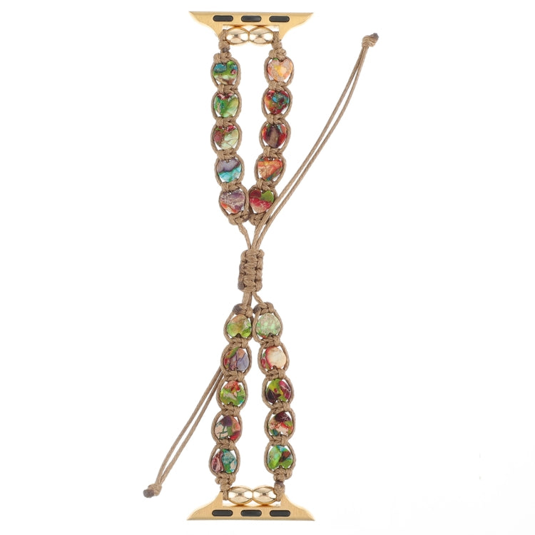 Heart Stones Drawstring Chain Watch Band, For Apple Watch SE 2023 44mm, For Apple Watch SE 2023 40mm, For Apple Watch Ultra 2 49mm, For Apple Watch Series 9 45mm, For Apple Watch Series 9 41mm, For Apple Watch Ultra 49mm, For Apple Watch Series 8 41mm ...
