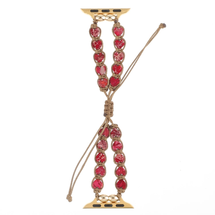 Heart Stones Drawstring Chain Watch Band, For Apple Watch SE 2023 44mm, For Apple Watch SE 2023 40mm, For Apple Watch Ultra 2 49mm, For Apple Watch Series 9 45mm, For Apple Watch Series 9 41mm, For Apple Watch Ultra 49mm, For Apple Watch Series 8 41mm ...
