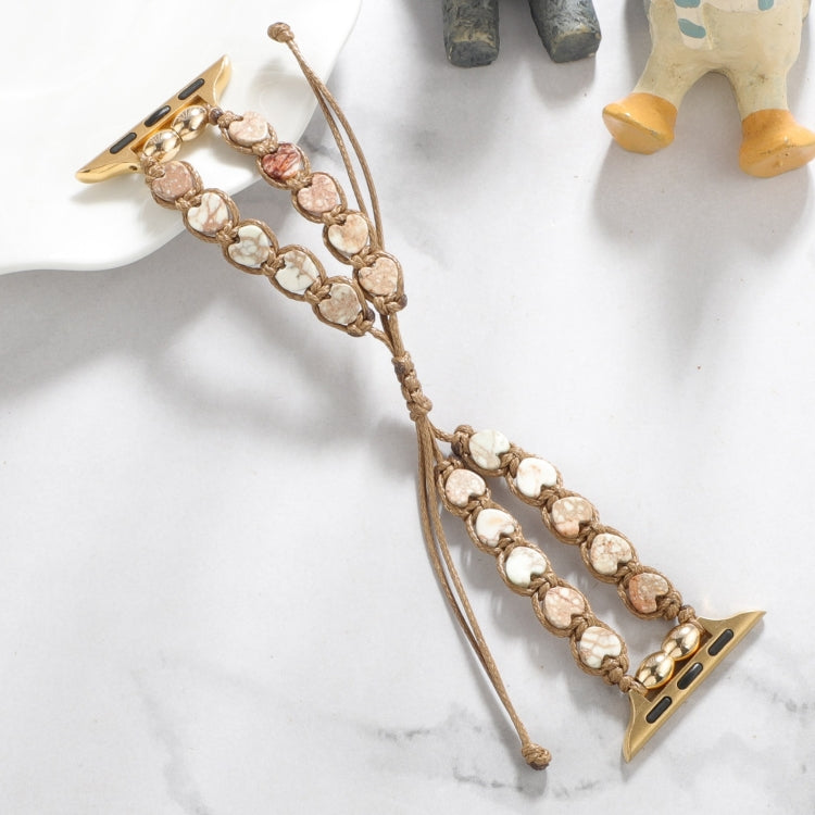Heart Stones Drawstring Chain Watch Band, For Apple Watch SE 40mm, For Apple Watch SE 44mm, For Apple Watch Series 6 40mm, For Apple Watch Series 6 44mm, For Apple Watch Series 5 44mm, For Apple Watch Series 5 40mm, For Apple Watch Series 4 44mm       ...