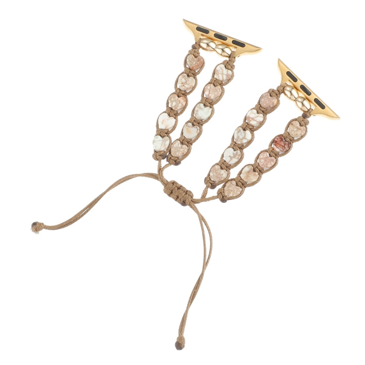 Heart Stones Drawstring Chain Watch Band, For Apple Watch SE 40mm, For Apple Watch SE 44mm, For Apple Watch Series 6 40mm, For Apple Watch Series 6 44mm, For Apple Watch Series 5 44mm, For Apple Watch Series 5 40mm, For Apple Watch Series 4 44mm       ...