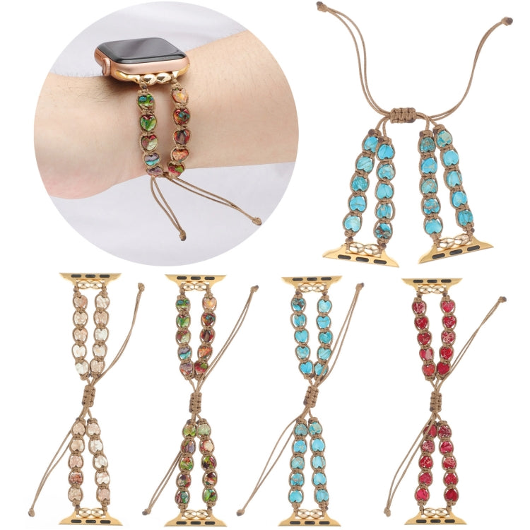 Heart Stones Drawstring Chain Watch Band, For Apple Watch SE 2023 44mm, For Apple Watch SE 2023 40mm, For Apple Watch Ultra 2 49mm, For Apple Watch Series 9 45mm, For Apple Watch Series 9 41mm, For Apple Watch Ultra 49mm, For Apple Watch Series 8 41mm ...