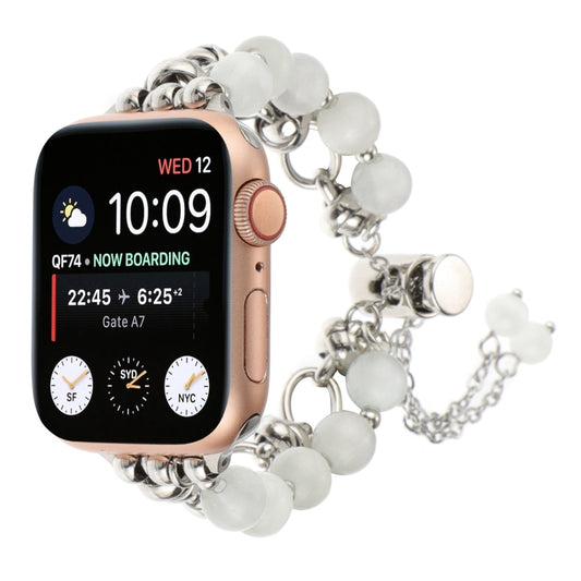 Pearl Chain Metal Bracelet Watch Band, For Apple Watch Series 5 44mm, For Apple Watch Series 5 40mm, For Apple Watch Series 4 44mm, For Apple Watch Series 4 40mm, For Apple Watch Series 3 38mm, For Apple Watch Series 3 42mm, For Apple Watch Series 2 42...