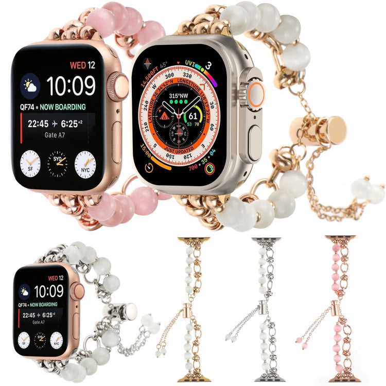 Pearl Chain Metal Bracelet Watch Band, For Apple Watch SE 2023 44mm, For Apple Watch SE 2023 40mm, For Apple Watch Ultra 2 49mm, For Apple Watch Series 9 45mm, For Apple Watch Series 9 41mm, For Apple Watch Ultra 49mm, For Apple Watch Series 8 41mm    ...