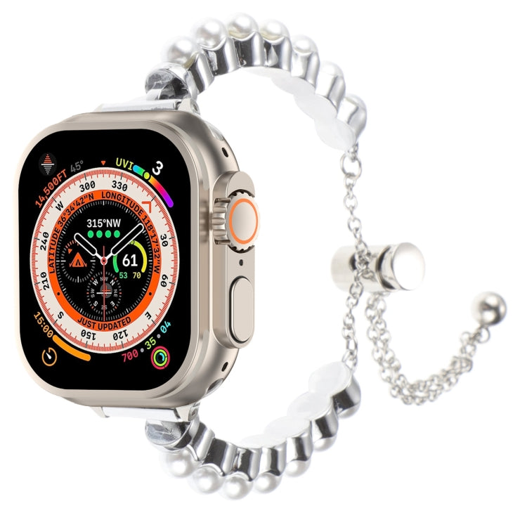 Pearl Bracelet Metal Watch Band, For Apple Watch SE 2023 44mm, For Apple Watch SE 2023 40mm, For Apple Watch Ultra 2 49mm, For Apple Watch Series 9 45mm, For Apple Watch Series 9 41mm, For Apple Watch Ultra 49mm, For Apple Watch Series 8 41mm          ...