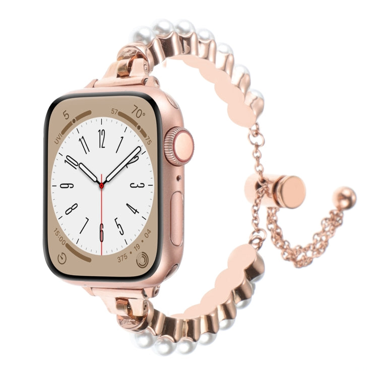 Pearl Bracelet Metal Watch Band, For Apple Watch SE 40mm, For Apple Watch SE 44mm, For Apple Watch Series 6 40mm, For Apple Watch Series 6 44mm, For Apple Watch Series 5 44mm, For Apple Watch Series 5 40mm, For Apple Watch Series 4 44mm                ...