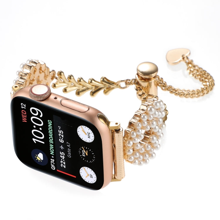 Pearl Round Zinc Alloy Chain Metal Watch Band, For Apple Watch SE 2023 44mm, For Apple Watch SE 2023 40mm, For Apple Watch Ultra 2 49mm, For Apple Watch Series 9 45mm, For Apple Watch Series 9 41mm, For Apple Watch Ultra 49mm                           ...