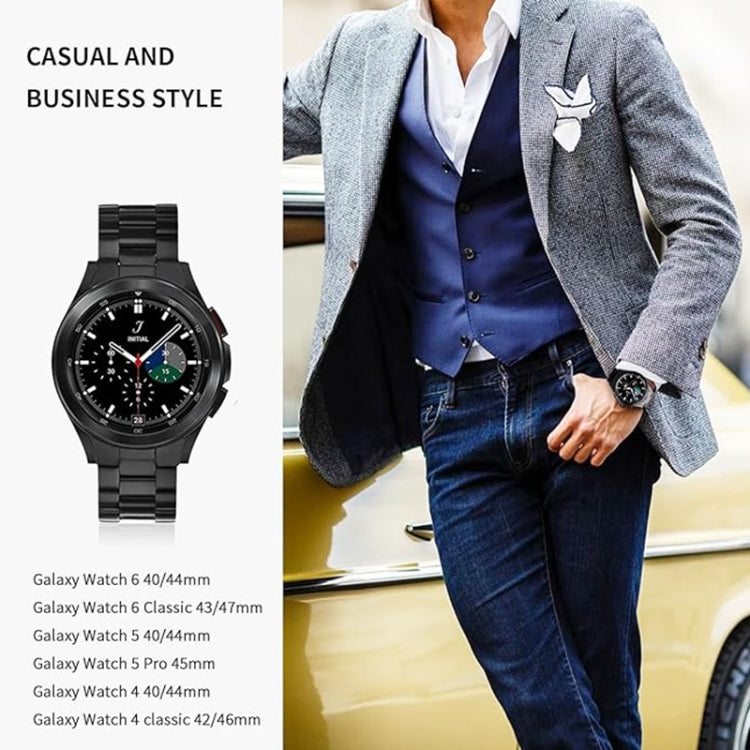 Three Bead Stainless Steel Metal Watch Band, For Samsung Galaxy Watch 6 / 5 / 4