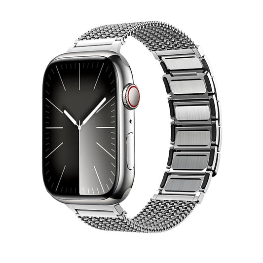 Magnetic Clasp Braided Chain Stainless Steel Watch Band, For Apple Watch SE 2023 44mm, For Apple Watch SE 2023 40mm, For Apple Watch Ultra 2 49mm, For Apple Watch Series 9 45mm, For Apple Watch Series 9 41mm, For Apple Watch Ultra 49mm                 ...