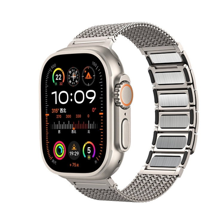 Magnetic Clasp Braided Chain Stainless Steel Watch Band, For Apple Watch SE 2023 44mm, For Apple Watch SE 2023 40mm, For Apple Watch Ultra 2 49mm, For Apple Watch Series 9 45mm, For Apple Watch Series 9 41mm, For Apple Watch Ultra 49mm                 ...