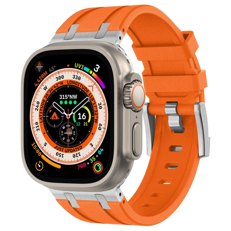 Stone Grain Liquid Silicone Watch Band, For Apple Watch SE 2023 44mm, For Apple Watch Ultra 2 49mm, For Apple Watch Series 9 45mm, For Apple Watch Ultra 49mm
