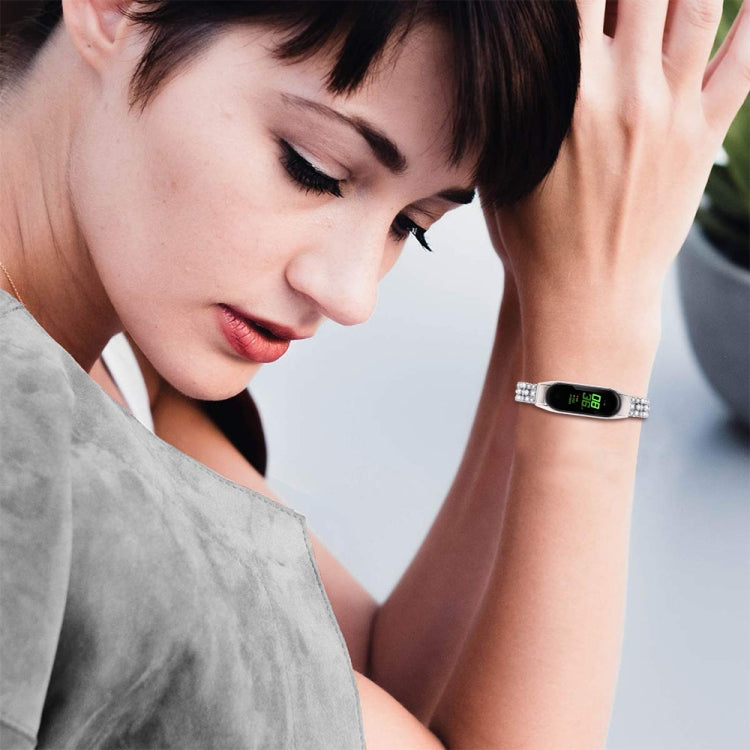 Diamond-studded Stainless Steel Replacement Wrist Strap, For Xiaomi Mi Band 3 / 4