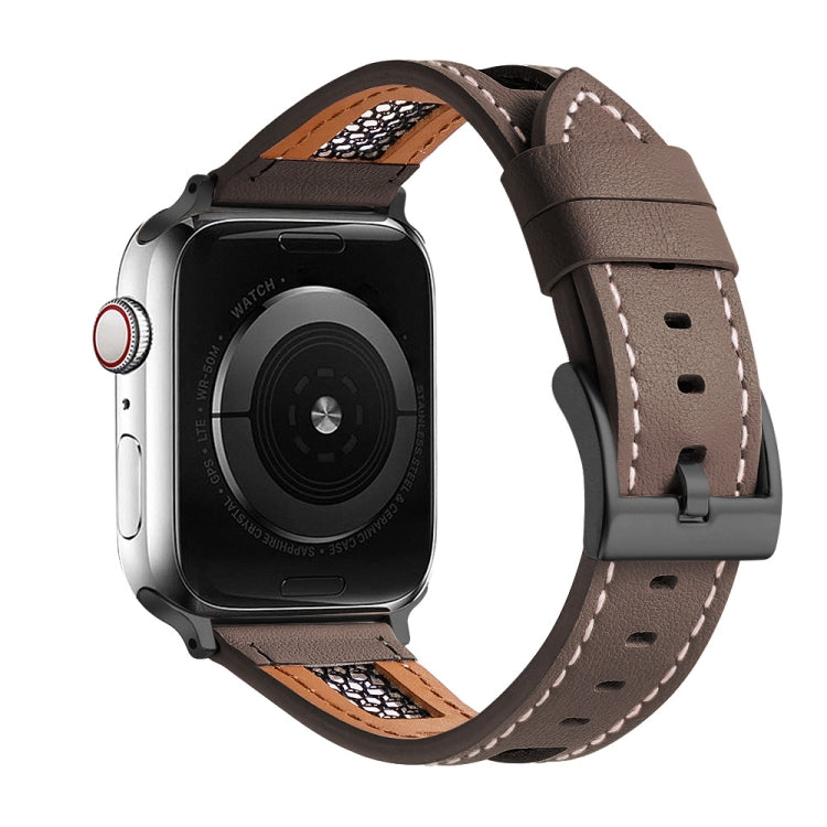 Mesh Calfskin Genuine Leather Watch Band, For Apple Watch Series 8 41mm, For Apple Watch Series 8 45mm, For Apple Watch SE 2022 40mm, For Apple Watch SE 2022 44mm, For Apple Watch Series 7 41mm, For Apple Watch Series 7 45mm