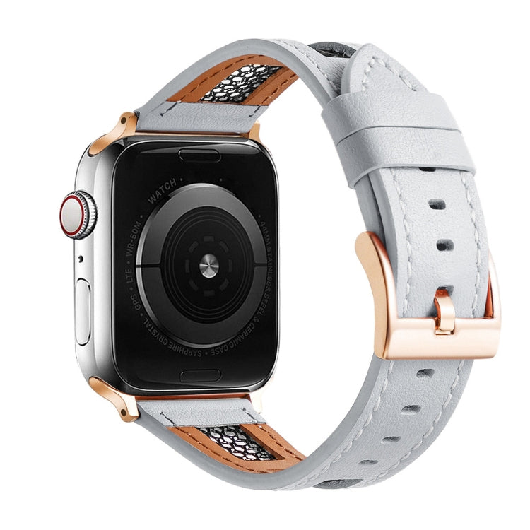 Mesh Calfskin Genuine Leather Watch Band, For Apple Watch Series 8 41mm, For Apple Watch Series 8 45mm, For Apple Watch SE 2022 40mm, For Apple Watch SE 2022 44mm, For Apple Watch Series 7 41mm, For Apple Watch Series 7 45mm