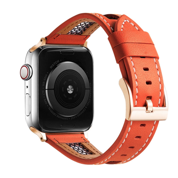 Mesh Calfskin Genuine Leather Watch Band, For Apple Watch SE 40mm, For Apple Watch SE 44mm, For Apple Watch Series 6 40mm, For Apple Watch Series 6 44mm, For Apple Watch Series 5 44mm, For Apple Watch Series 5 40mm