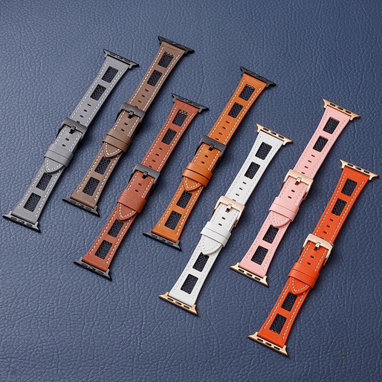 Mesh Calfskin Genuine Leather Watch Band, For Apple Watch SE 40mm, For Apple Watch SE 44mm, For Apple Watch Series 6 40mm, For Apple Watch Series 6 44mm, For Apple Watch Series 5 44mm, For Apple Watch Series 5 40mm
