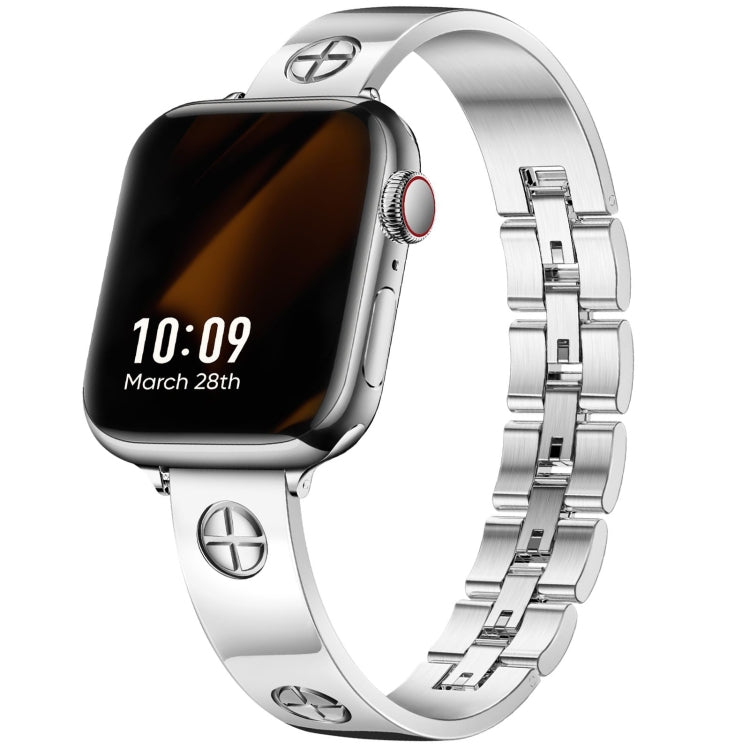 Cross Bracelet Stainless Steel Watch Band, For Apple Watch SE 2023 44mm, For Apple Watch SE 2023 40mm, For Apple Watch Ultra 2 49mm, For Apple Watch Series 9 45mm, For Apple Watch Series 9 41mm, For Apple Watch Ultra 49mm, For Apple Watch Series 8 41mm...
