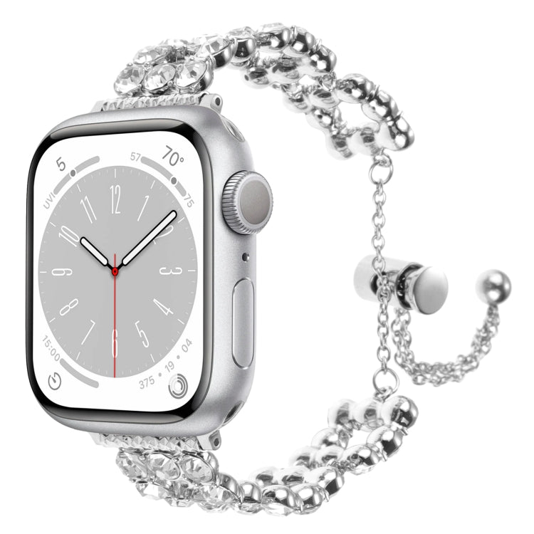 Rhinestone Metal Bracelet Watch Band, For Apple Watch SE 2023 44mm, For Apple Watch SE 2023 40mm, For Apple Watch Ultra 2 49mm, For Apple Watch Series 9 45mm, For Apple Watch Series 9 41mm, For Apple Watch Ultra 49mm, For Apple Watch Series 8 41mm     ...