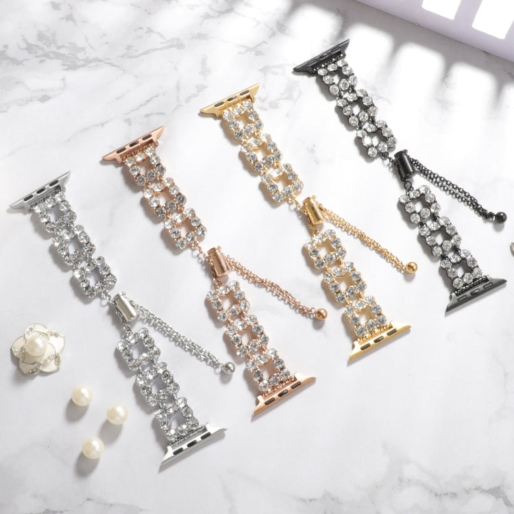 Rhinestone Metal Bracelet Watch Band, For Apple Watch SE 40mm, For Apple Watch SE 44mm, For Apple Watch Series 6 40mm, For Apple Watch Series 6 44mm, For Apple Watch Series 5 44mm, For Apple Watch Series 5 40mm, For Apple Watch Series 4 44mm           ...