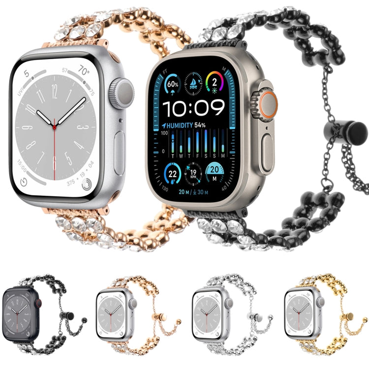 Rhinestone Metal Bracelet Watch Band, For Apple Watch SE 2023 44mm, For Apple Watch SE 2023 40mm, For Apple Watch Ultra 2 49mm, For Apple Watch Series 9 45mm, For Apple Watch Series 9 41mm, For Apple Watch Ultra 49mm, For Apple Watch Series 8 41mm     ...