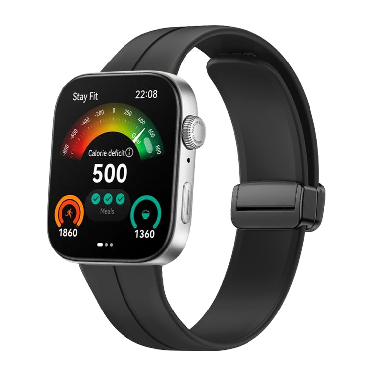 Magnetic Folding Black Buckle Silicone Watch Band, For Huawei Watch Fit3
