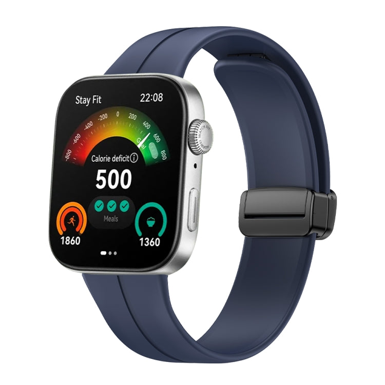 Magnetic Folding Black Buckle Silicone Watch Band, For Huawei Watch Fit3