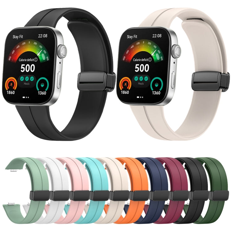 Magnetic Folding Black Buckle Silicone Watch Band, For Huawei Watch Fit3