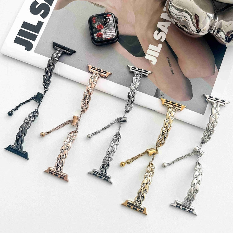 Rhinestone Peacock Metal Bracelet Watch Band, For Apple Watch SE 40mm, For Apple Watch SE 44mm, For Apple Watch Series 6 40mm, For Apple Watch Series 6 44mm, For Apple Watch Series 5 44mm, For Apple Watch Series 5 40mm, For Apple Watch Series 4 44mm   ...