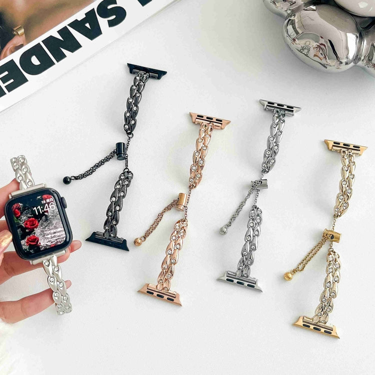 Rhinestone Peacock Metal Bracelet Watch Band, For Apple Watch SE 2023 44mm, For Apple Watch SE 2023 40mm, For Apple Watch Ultra 2 49mm, For Apple Watch Series 9 45mm, For Apple Watch Series 9 41mm, For Apple Watch Ultra 49mm, For Apple Watch Series 8 4...