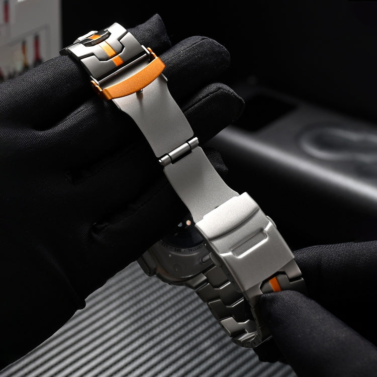 Double Lock Buckle Turtle Titanium Steel Watch Band, For Apple Watch 42mm, For Apple Watch 38mm