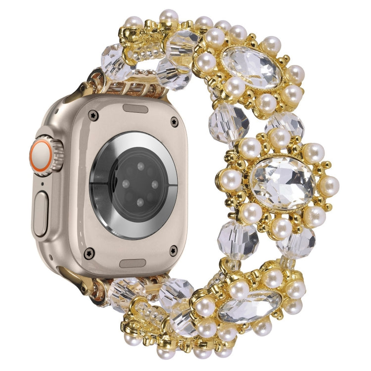 Beaded Pearl Gemstone Bracelet Watch Band, For Apple Watch SE 2023 44mm, For Apple Watch SE 2023 40mm, For Apple Watch Ultra 2 49mm, For Apple Watch Series 9 45mm, For Apple Watch Series 9 41mm, For Apple Watch Ultra 49mm, For Apple Watch Series 8 41mm...