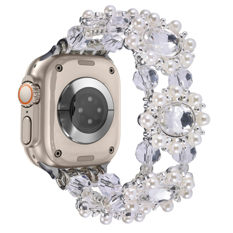 Beaded Pearl Gemstone Bracelet Watch Band, For Apple Watch SE 2023 44mm, For Apple Watch SE 2023 40mm, For Apple Watch Ultra 2 49mm, For Apple Watch Series 9 45mm, For Apple Watch Series 9 41mm, For Apple Watch Ultra 49mm, For Apple Watch Series 8 41mm...