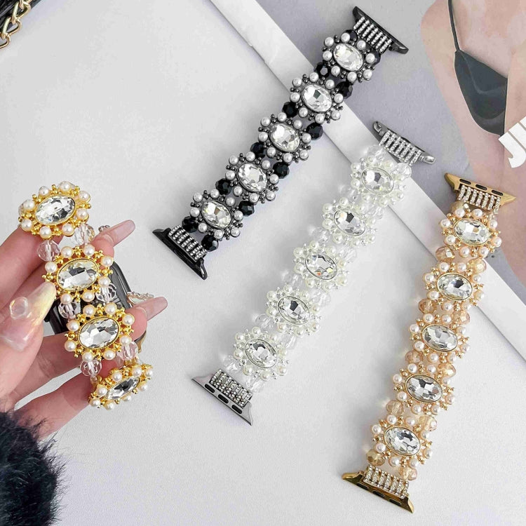 Beaded Pearl Gemstone Bracelet Watch Band, For Apple Watch SE 2023 44mm, For Apple Watch SE 2023 40mm, For Apple Watch Ultra 2 49mm, For Apple Watch Series 9 45mm, For Apple Watch Series 9 41mm, For Apple Watch Ultra 49mm, For Apple Watch Series 8 41mm...