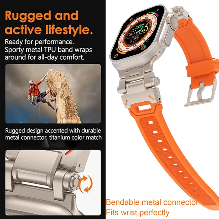 Stainless Steel Connector TPU Watch Band, For Apple Watch Series 8 45mm, For Apple Watch SE 2022 44mm