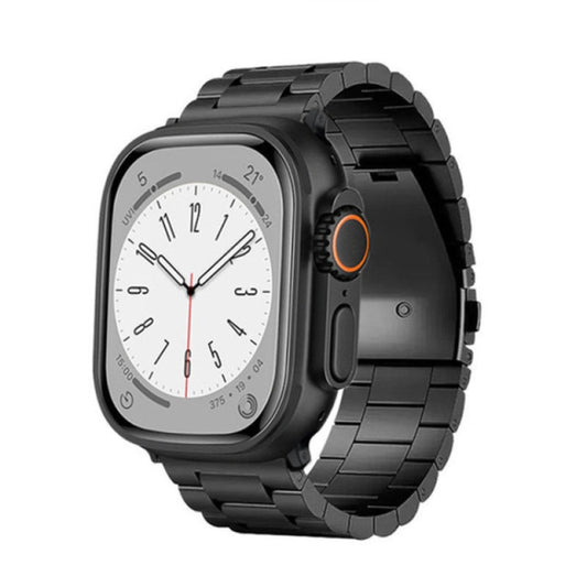 3-Bead Flat Buckle Titanium Alloy Watch Band, For Apple Watch SE 2023 44mm, For Apple Watch SE 2023 40mm, For Apple Watch Ultra 2 49mm, For Apple Watch Series 9 45mm, For Apple Watch Series 9 41mm, For Apple Watch Ultra 49mm, For Apple Watch Series 8 4...