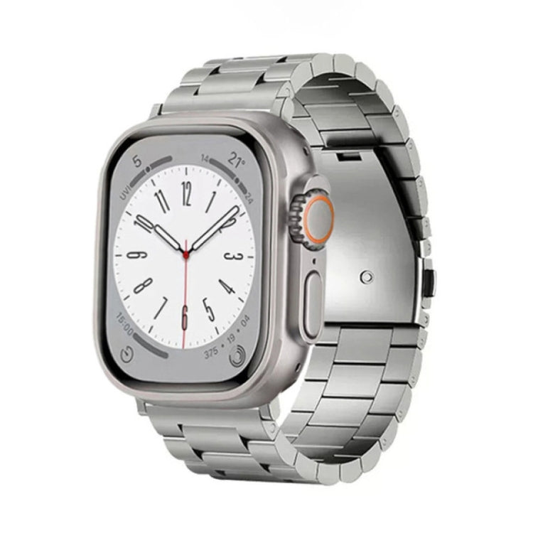 3-Bead Flat Buckle Titanium Alloy Watch Band, For Apple Watch SE 2023 44mm, For Apple Watch SE 2023 40mm, For Apple Watch Ultra 2 49mm, For Apple Watch Series 9 45mm, For Apple Watch Series 9 41mm, For Apple Watch Ultra 49mm, For Apple Watch Series 8 4...