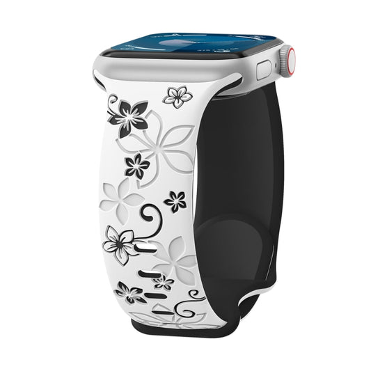 Bauhinia Two-color Embossed Silicone Watch Band, For Apple Watch SE 2023 44mm, For Apple Watch SE 2023 40mm, For Apple Watch Ultra 2 49mm, For Apple Watch Series 9 45mm, For Apple Watch Series 9 41mm, For Apple Watch Ultra 49mm
