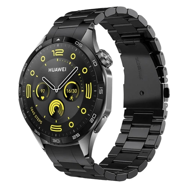 Curved Flat Buckle Three Beads Stainless Steel Watch Band, For Huawei Watch GT 5 46mm