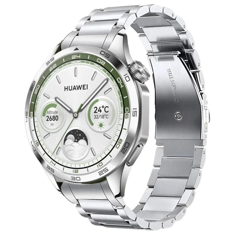 Curved Flat Buckle Three Beads Stainless Steel Watch Band, For Huawei Watch GT 5 46mm