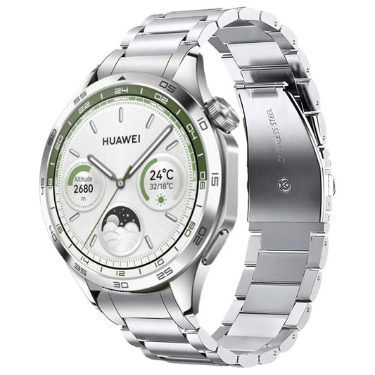 Curved Flat Buckle Three Beads Stainless Steel Watch Band, For Huawei Watch GT 5 46mm