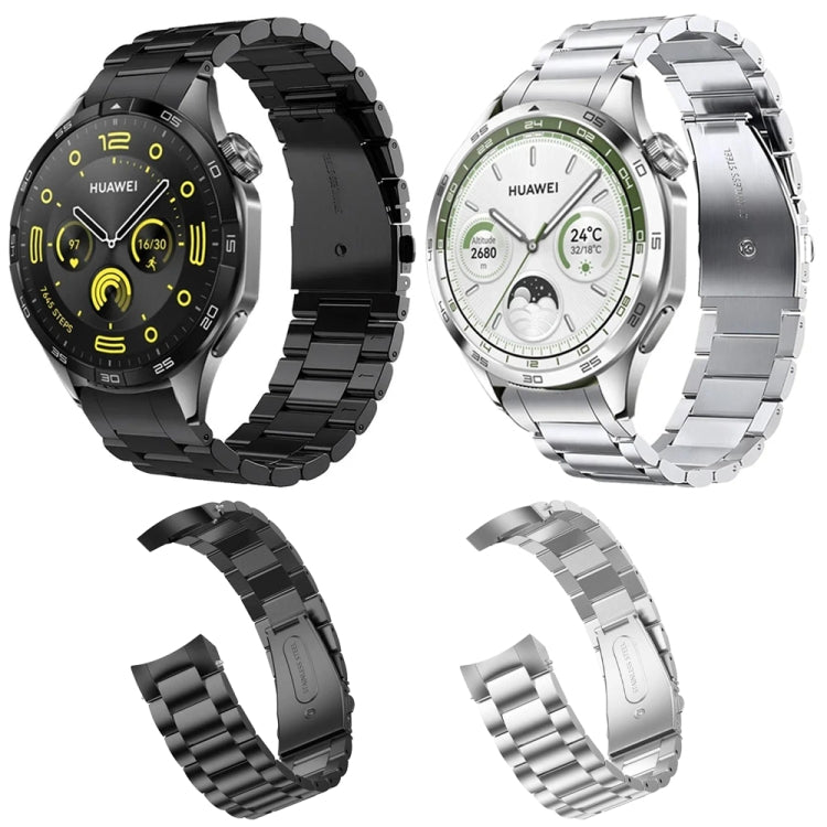 Curved Flat Buckle Three Beads Stainless Steel Watch Band, For Huawei Watch GT 5 46mm