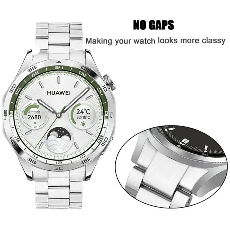 Curved Flat Buckle Three Beads Stainless Steel Watch Band, For Huawei Watch GT 5 46mm