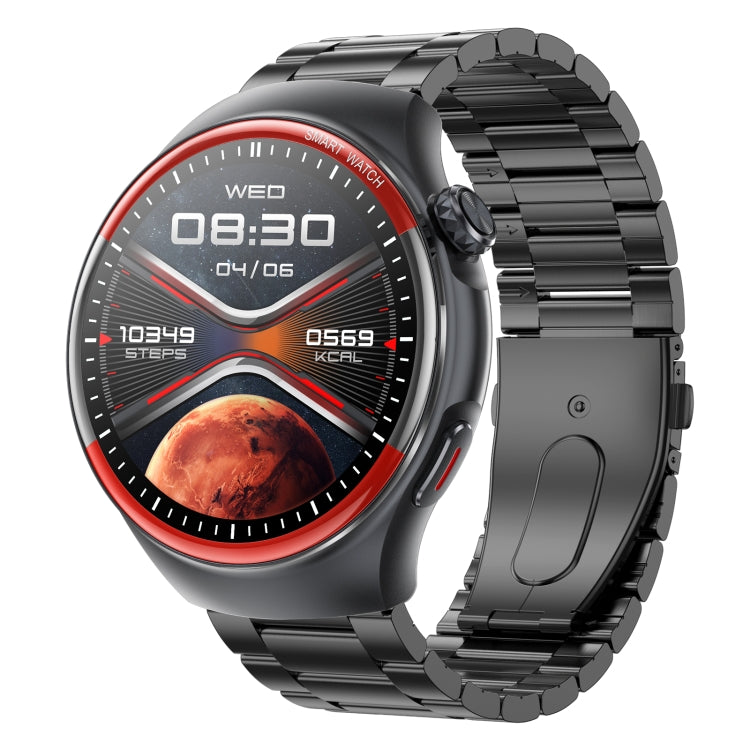 T82 1.43 inch Round Screen BT Call Smart Watch, Heart Rate / Blood Pressure / Blood Oxygen / Sleep / Blood Sugar / HRV / Metope / SOS, Silicone Black, Silicone Red, Silicone Blue, Leather Brown, Leather Black, Stainless Steel Black