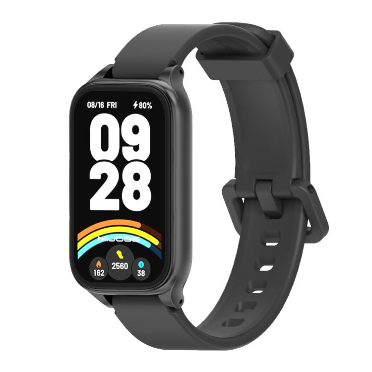 Mijobs Metal Shell Silicone Watch Band, For Xiaomi Smart Band 9 Active / Redmi Band 3