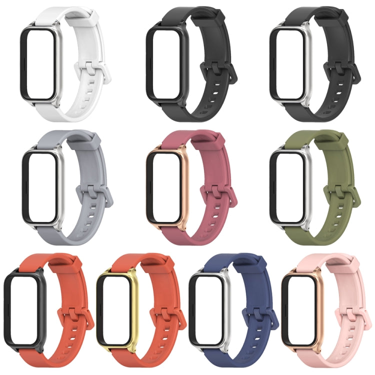 Mijobs Metal Shell Silicone Watch Band, For Xiaomi Smart Band 9 Active / Redmi Band 3